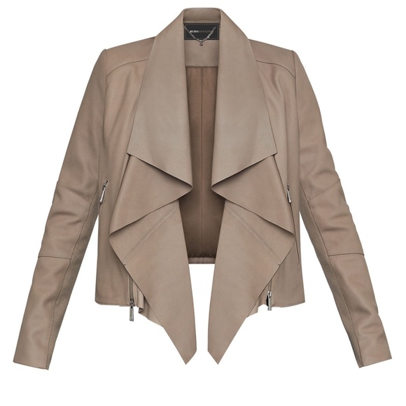 Rare! BCBGMAXAZRIA Leather Drape Jacket - Picture 1 of 8